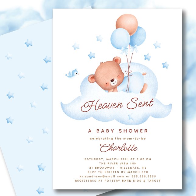 Heaven Sent Bear Baby Shower Inbjudningar (Skapare uppladdad)