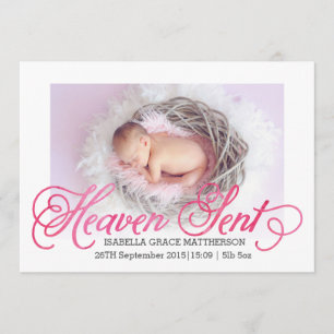 Heaven Sent Birth Notice cement Flickor Meddelande