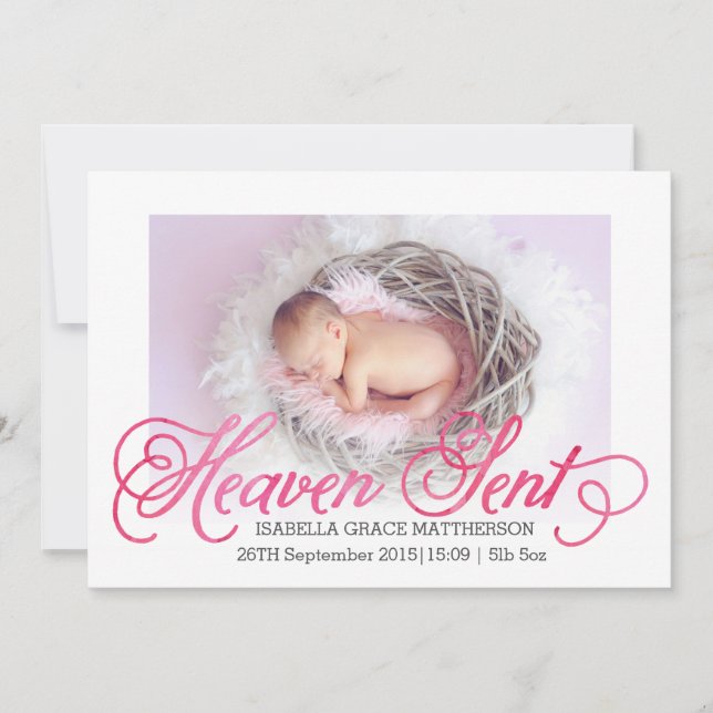 Heaven Sent Birth Notice cement | Flickor Meddelande (Framsida)