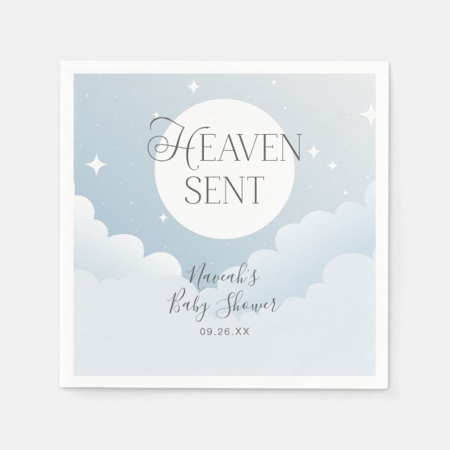 Heaven Sent Blue Clouds Baby Shower Pappersservett (Framsidan)