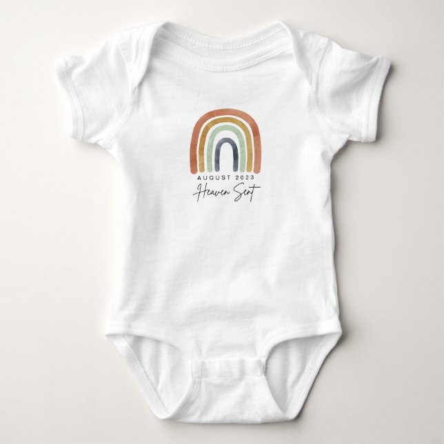 Heaven Sent Boho Rainbow Baby annnouncement Onsie T Shirt (Framsida)