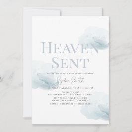 Heaven Sent Boy Blue Cloud Baby Shower Inbjudningar