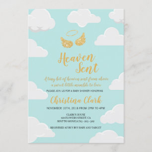Heaven Sent Boy Shower Inbjudningar