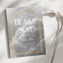 Heaven Sent Clouds Golden Neutralt Baby Shower