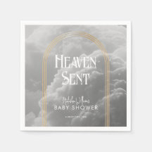 Heaven Sent Clouds Golden Neutralt Baby Shower