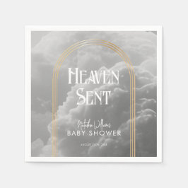Heaven Sent Clouds Golden Neutralt Baby Shower Pappersservett