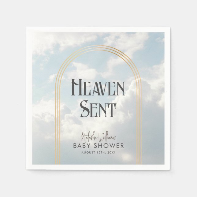 Heaven Sent Clouds Himlar Boho Arch Baby Shower Pappersservett (Framsidan)