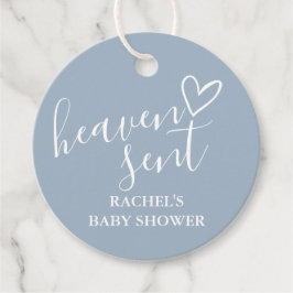 Heaven Sent Dusty Blue Boy Shower Gåvor Etiketter