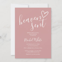 Heaven Sent Dusty Ro Rosa Photo Girl Baby Shower Inbjudningar