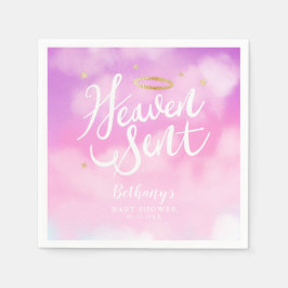 Heaven Sent Elegant Baby Shower Rosa Pappersservett