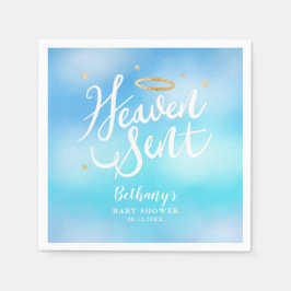 Heaven Sent Elegant Blå himmel Baby Shower Pappersservett