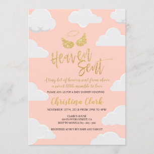 Heaven Sent Girl Baby Shower Inbjudningar