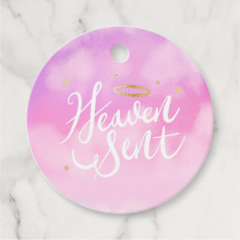 Heaven Sent Guld Halo Baby Shower Rosa Gåvor Etiketter