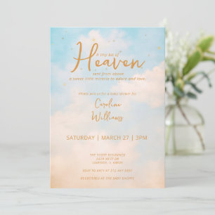 Heaven Sent Guld Kön Neutral Baby Shower Inbjudningar