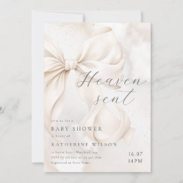 Heaven Sent Neutral Bow Baby Shower Invitation Inbjudningar