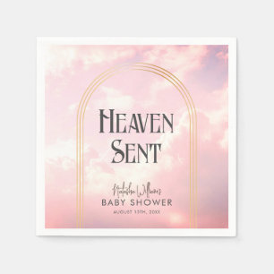 Heaven Sent Pastel Rosa Clouds Himlar Baby Shower Pappersservett
