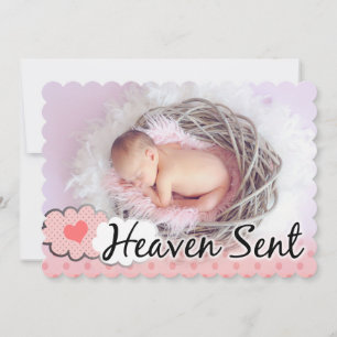Heaven Sent Photo Justable Birth Notice Meddelande