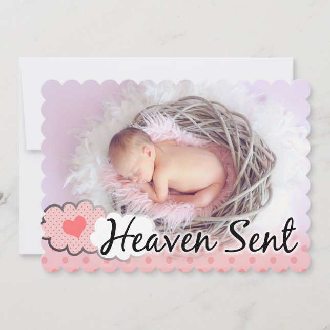 Heaven Sent Photo Justable Birth Notice Meddelande (Framsida)