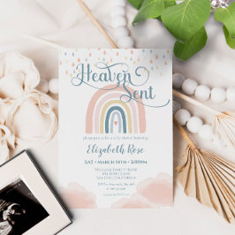 Heaven Sent Rainbow Baby Shower Clouds Inbjudningar
