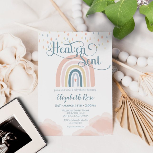 Heaven Sent Rainbow Baby Shower Clouds Inbjudningar (Skapare uppladdad)
