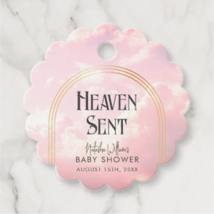 Heaven Sent Rosa Clouds Himlar Boho Arch Baby Show Gåvor Etiketter