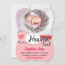 Heaven Sent Rosa Clouds Photo Birth Notice