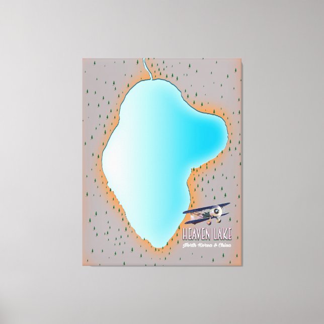 Heaven Sjö Nordkorea och China karta Canvastryck (Framsida)