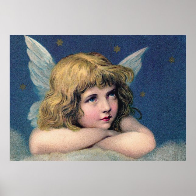Heavenly angel daydreaming on a cloud in the sky poster (Framsidan)