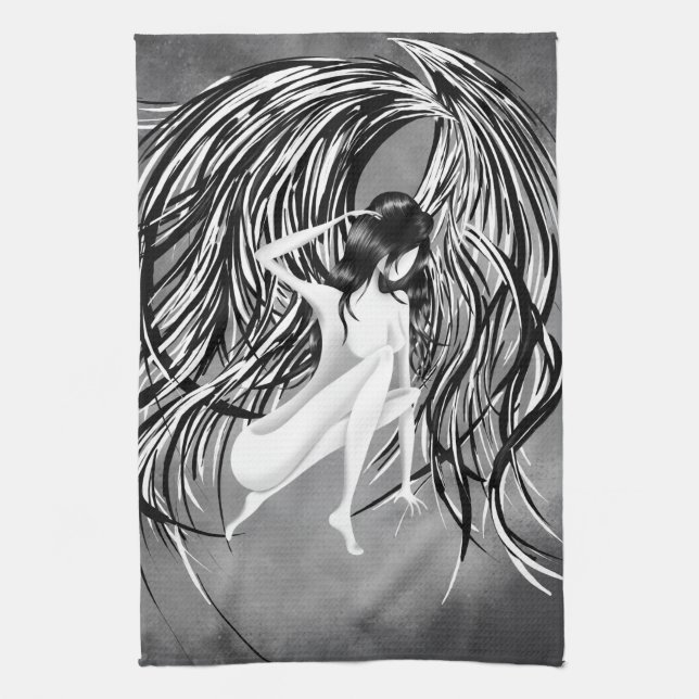 Heavenly Angel Grey Tea Towel Kökshandduk (Vertikal)