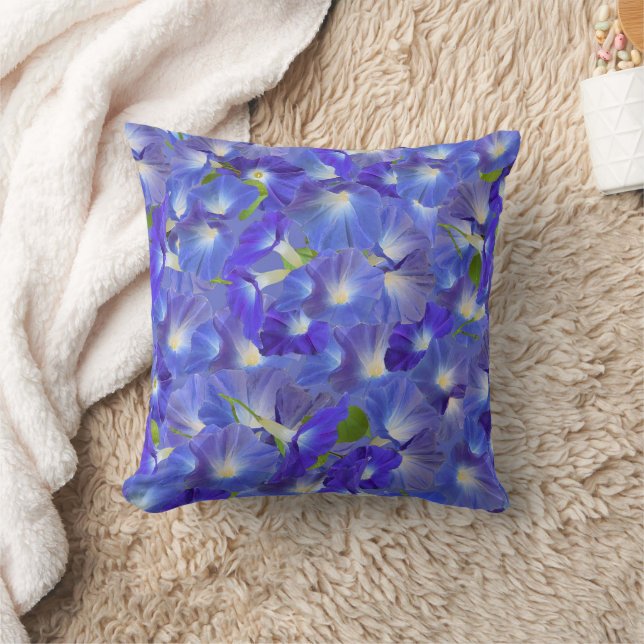 Heavenly Blue Morning Glory 3D Floral Kudde (Filt)