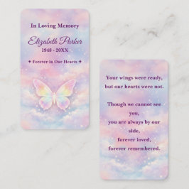 Heavenly Butterfly Memorial Prayer Card Anteckningskort