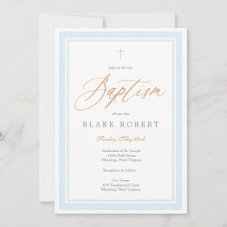 Heavenly Grace Baptism Invitation (Blue) Inbjudningar