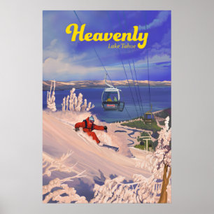 Heavenly Lake Tahoe skidort Travelaffisch Poster
