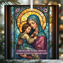 Heavenly Madonna & Child Catholic Christmas Quote Julgransdekoration
