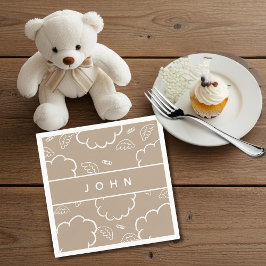  Heavenly Personalized Name Angel Cloud Beige   Pappersservett