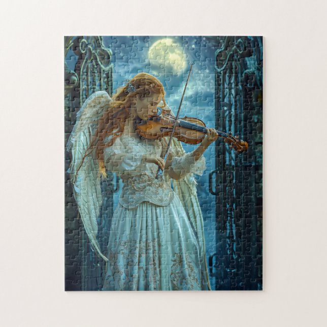 Heavenly Serenity Female Angel with a Violin Pussel (Vertikal)