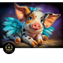 Heavenly Winged Piglet Angel Decoupage