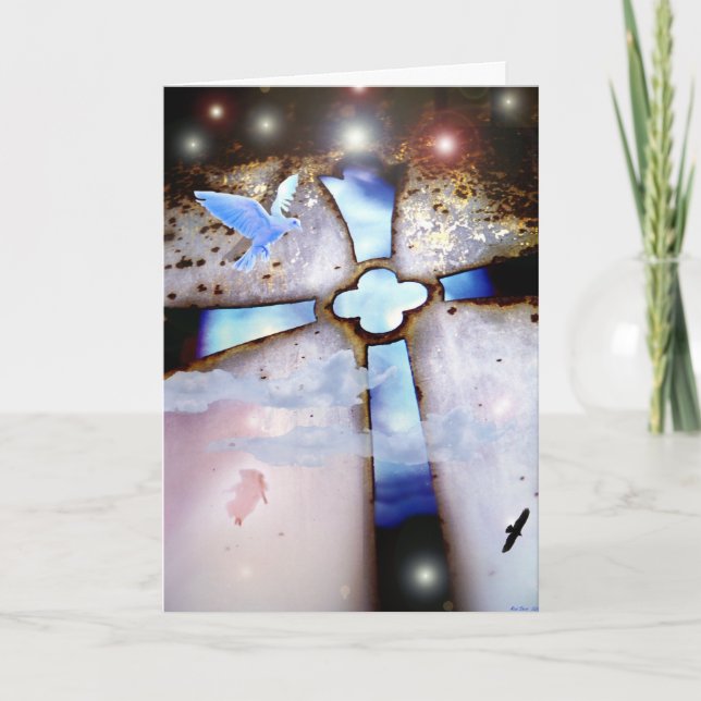 Heavens förklarar Guds Påsk kort. Helgkort (Framsida)