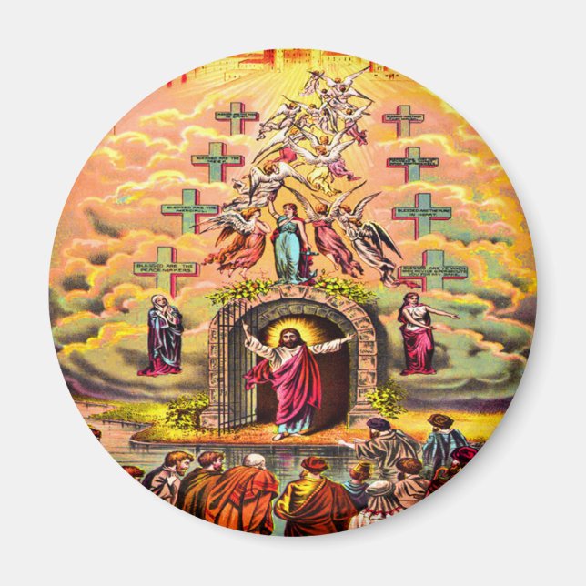 Heaven's grind Jesus omfamnad av änglar Magnet (Framsidan)