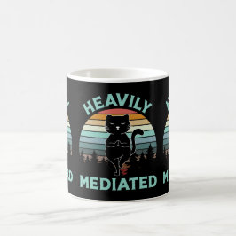 Heavily Mediated Funny Zen Yoga Cat Mammor & Pappo Kaffemugg
