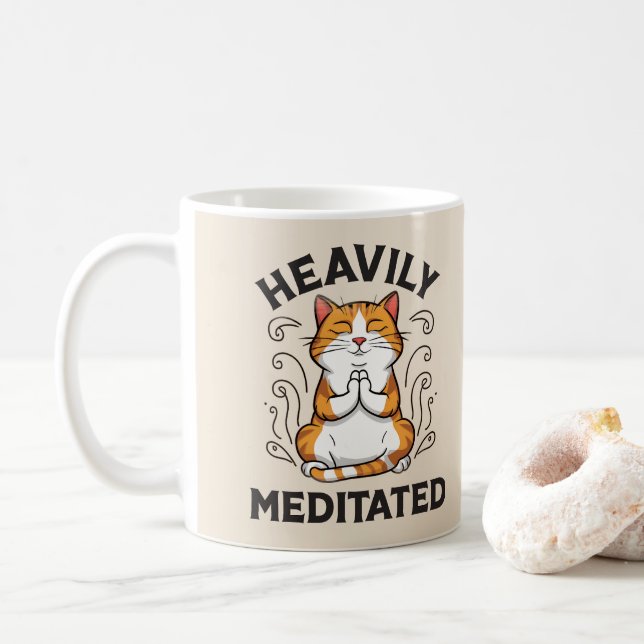 Heavily Meditated Funny Yoga Kaffemugg (Med munk)