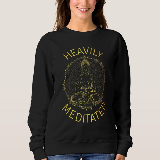 Heavily Meditated Yoga Meditation Andlig Warrio T Shirt (Framsida)