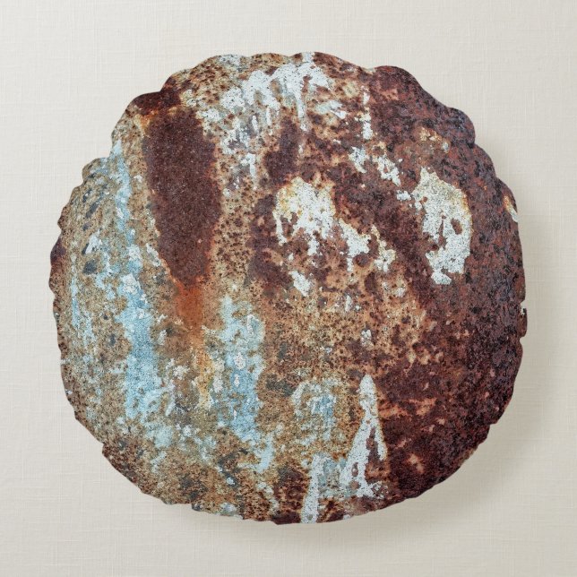 Heavily Rusted Metall Mönster Rund Kudde (Framsidan)