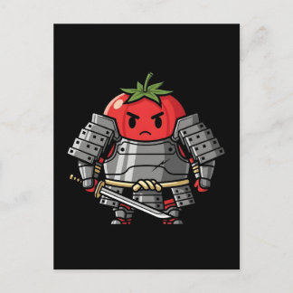 Heavy Armored Tomato Samurai Warrior Illustration Vykort