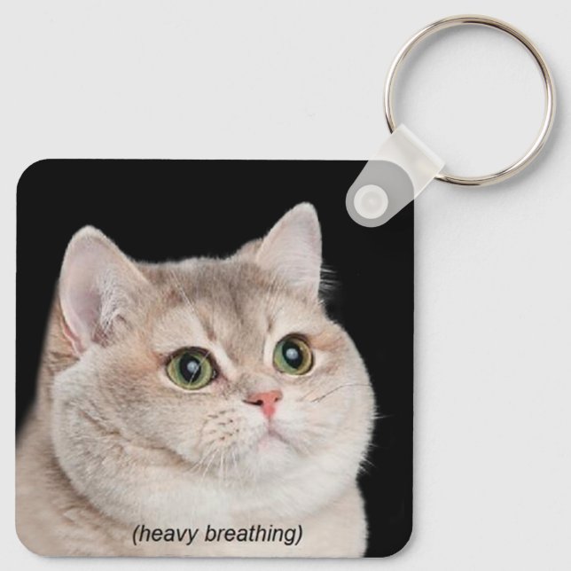 Heavy Breathing Cat Meme Double Sided Keychain Nyckelring (Baksida)