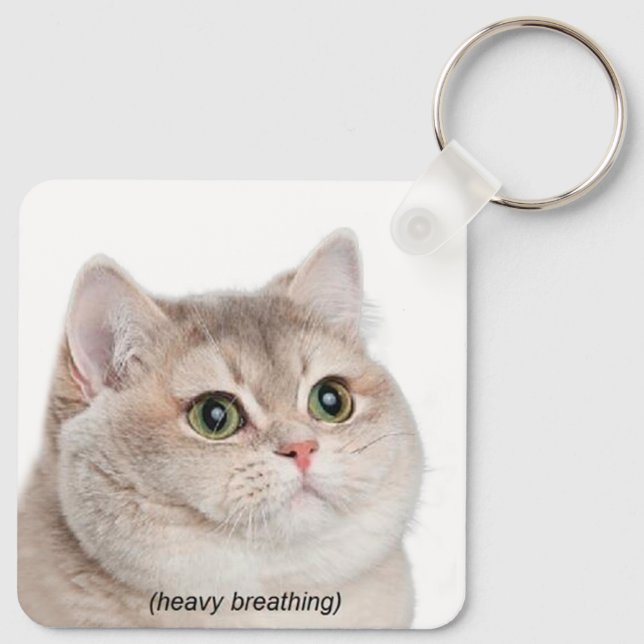Heavy Breathing Cat Meme Double Sided Keychain Nyckelring (Baksida)