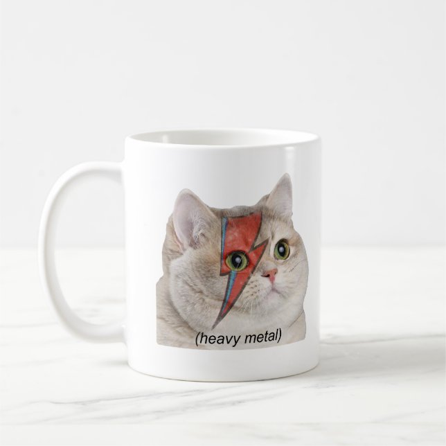 Heavy Breathing Cat Meme Heavy Metal Rocker Kaffemugg (Vänster)