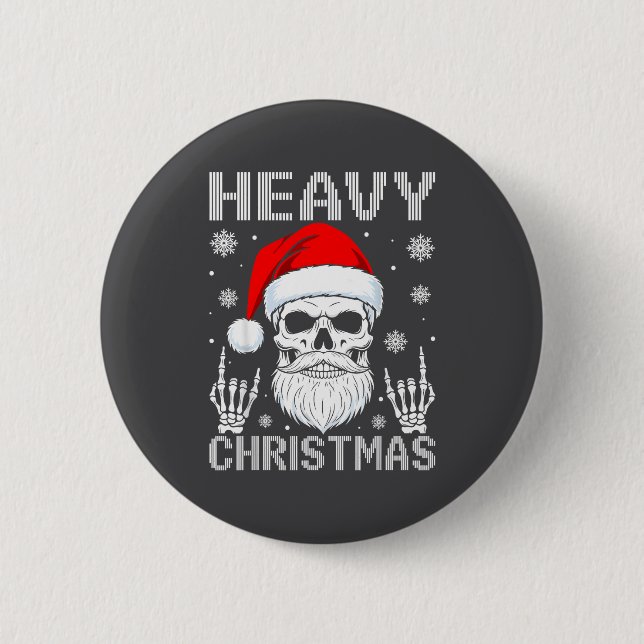 Heavy Christmas Skull Fans Rock Music Winter Holid Knapp (Framsida)