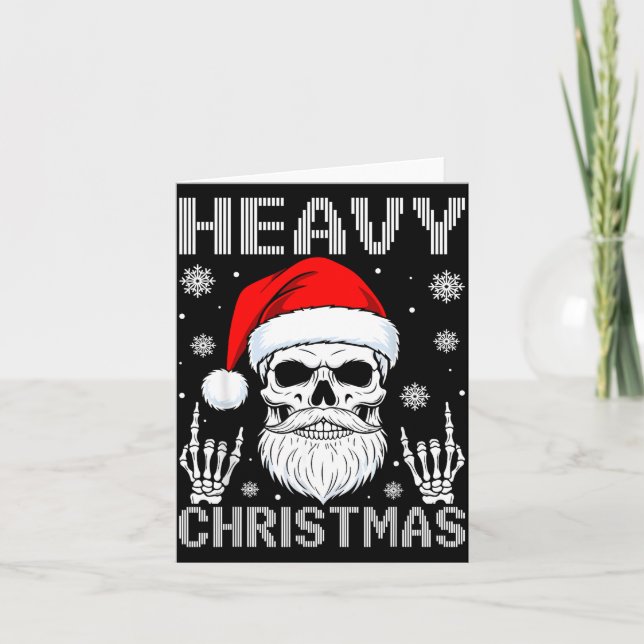 Heavy Christmas Skull Fans Rock Music Winter Holid Kort (Framsida)