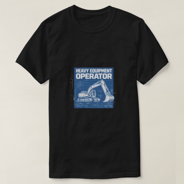 Heavy Equipment Operator Blueprint T Shirt (Design framsida)